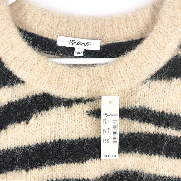 NWT Madewell Tiger Stripe Shrunken Sweater L - Picture 4 of 8